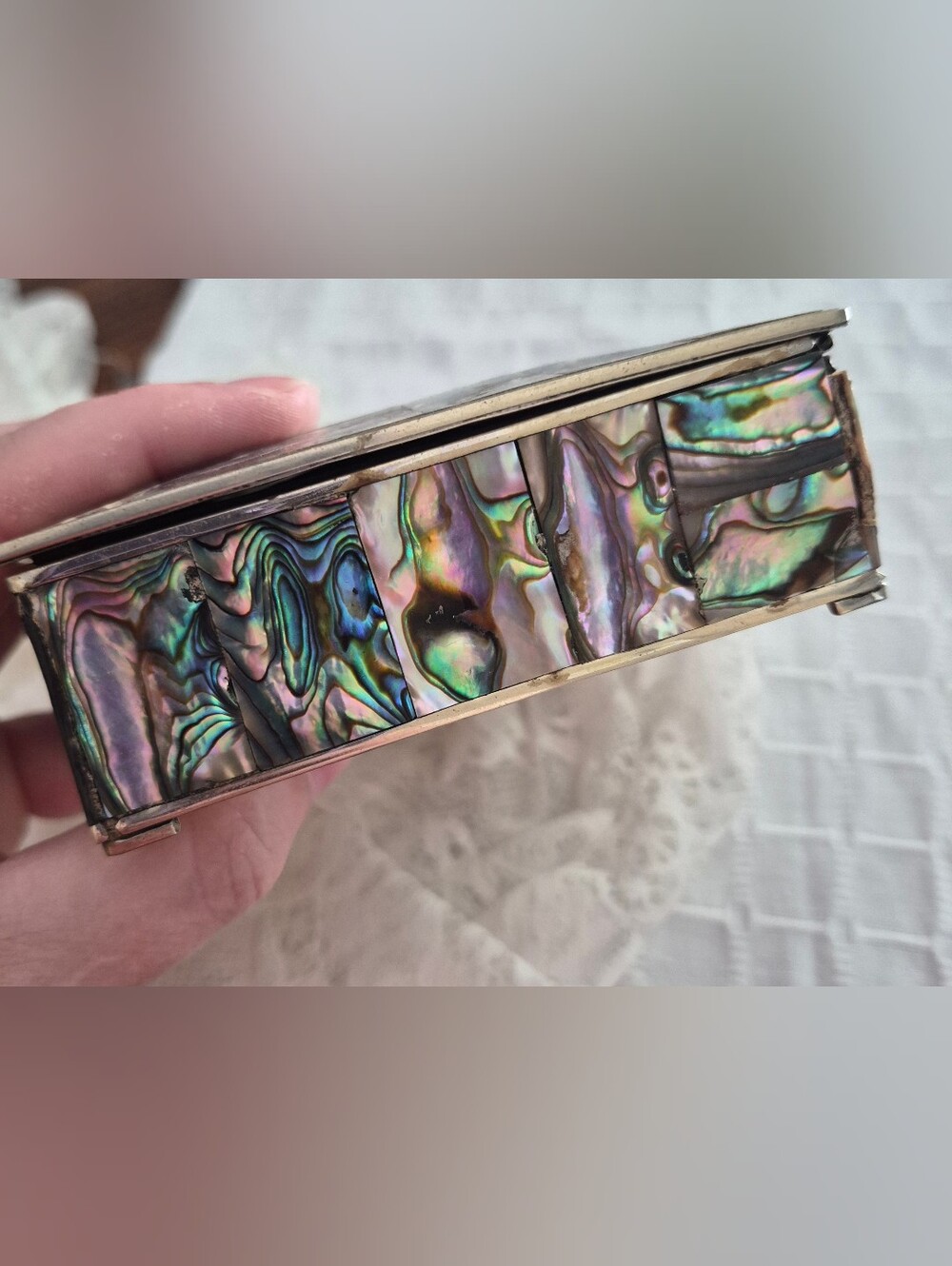 Vintage Silver And Mother Of Pearl/Abalone Box - Picture 6 of 11